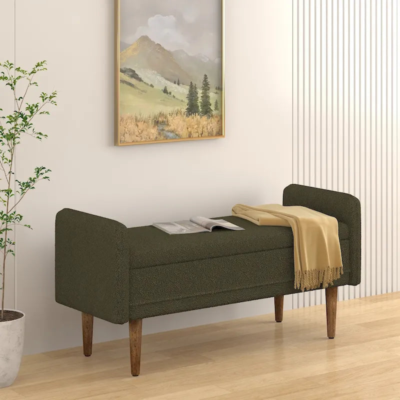 Linen Fabric Storage Stool, ,with Storage Space, Suitable for Apartments, Living Rooms and Bedrooms