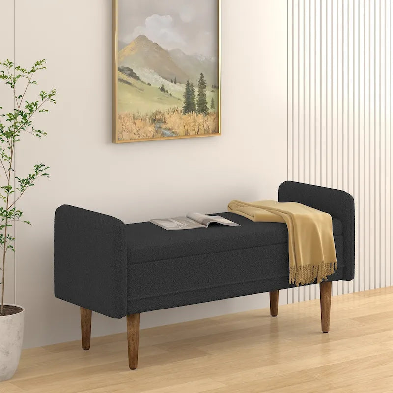 Linen Fabric Storage Stool, ,with Storage Space, Suitable for Apartments, Living Rooms and Bedrooms