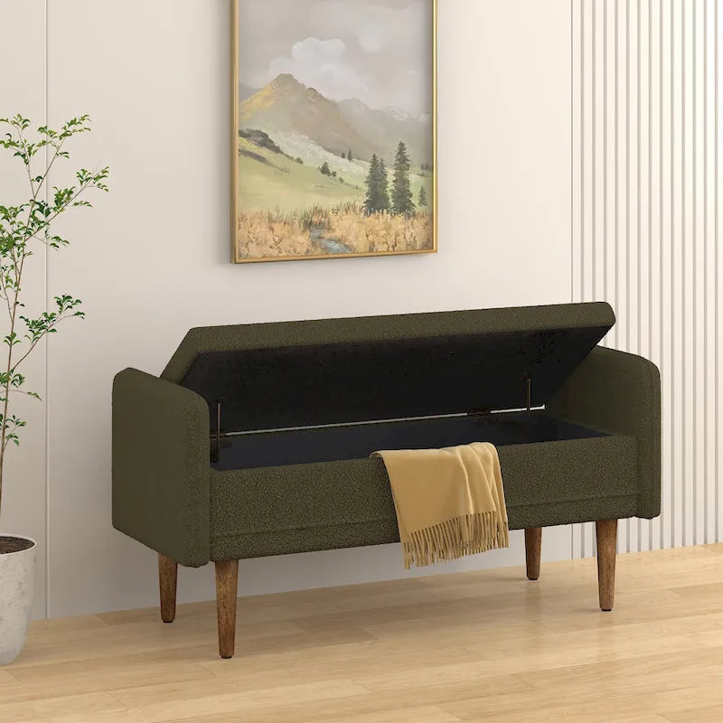 Linen Fabric Storage Stool, ,with Storage Space, Suitable for Apartments, Living Rooms and Bedrooms