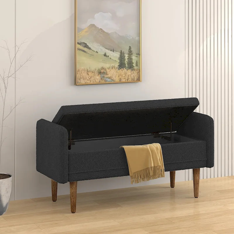 Linen Fabric Storage Stool, ,with Storage Space, Suitable for Apartments, Living Rooms and Bedrooms