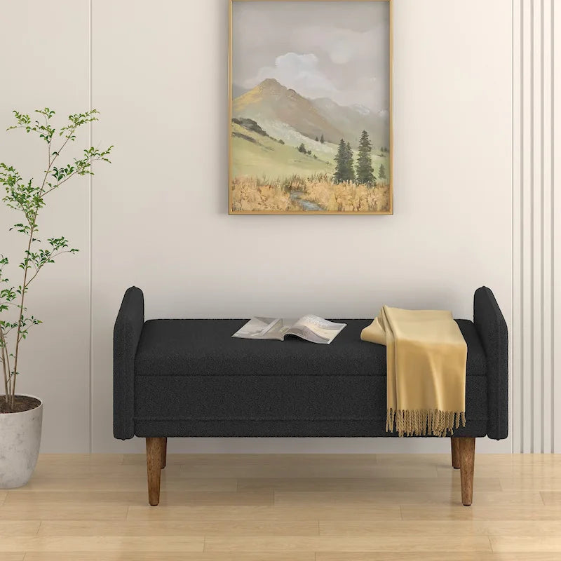 Linen Fabric Storage Stool, ,with Storage Space, Suitable for Apartments, Living Rooms and Bedrooms