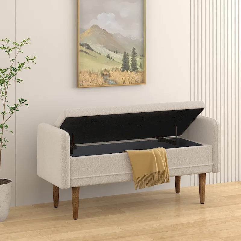 Linen Fabric Storage Stool, ,with Storage Space, Suitable for Apartments, Living Rooms and Bedrooms