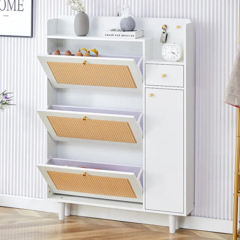 Modern minimalistische opbergkast, Japanse rotan schoenenkast