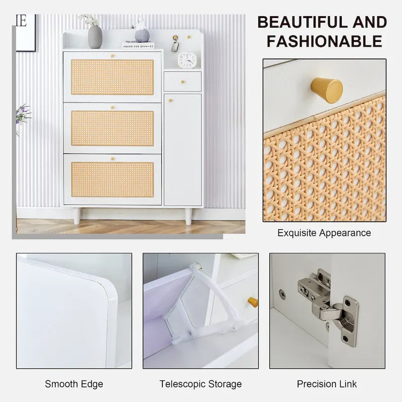 Modern minimalistische opbergkast, Japanse rotan schoenenkast
