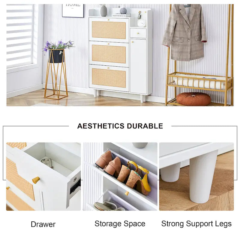 Modern minimalistische opbergkast, Japanse rotan schoenenkast