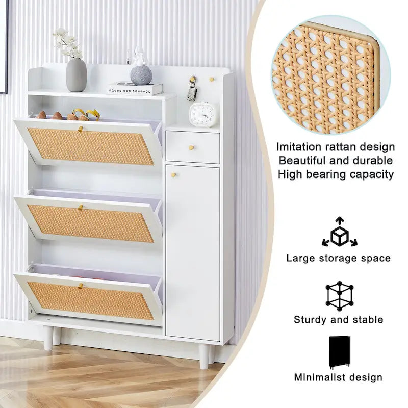 Modern minimalistische opbergkast, Japanse rotan schoenenkast