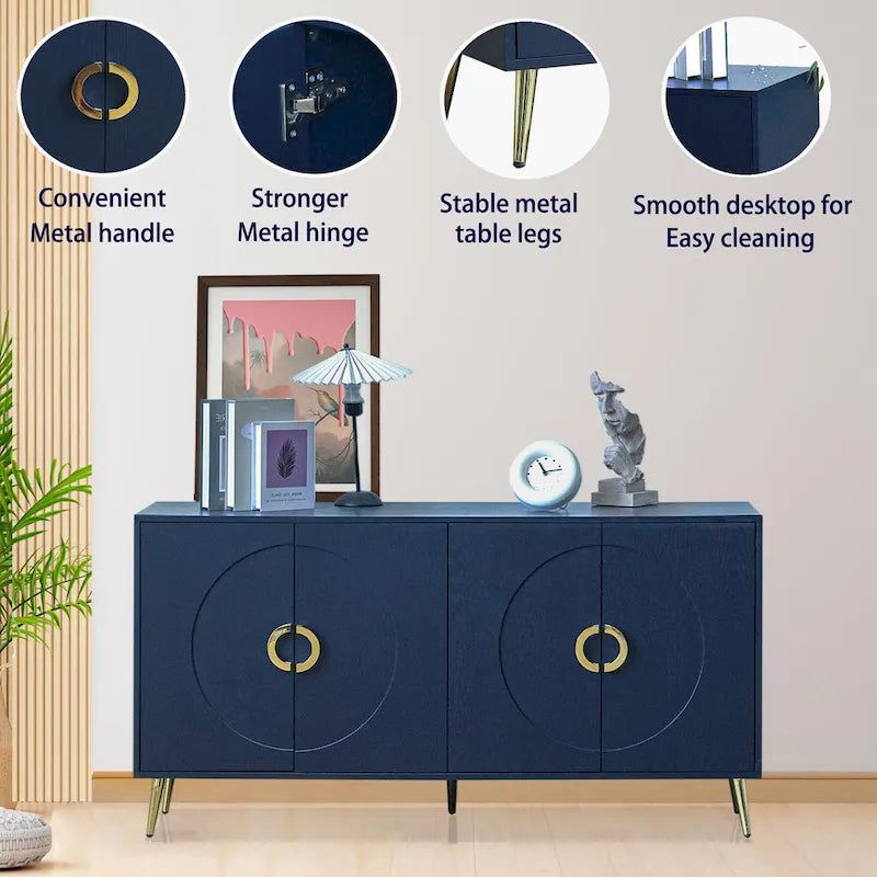 Moderner lackierter Holzschrank mit 4 Türen, Sideboard-Buffetschrank für Wohnzimmer, Eingangsbereich, Flur und Büro