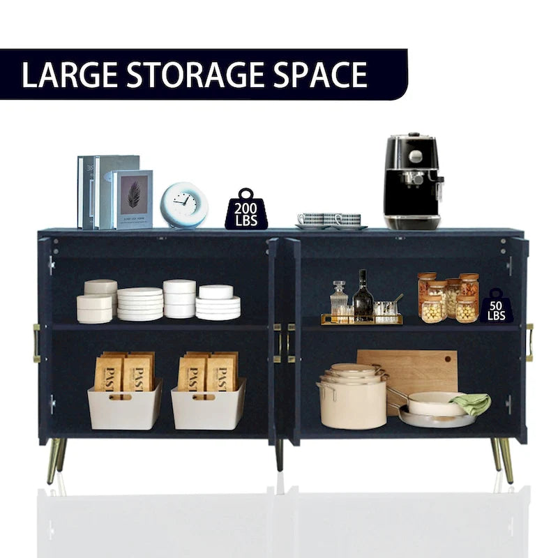 Moderner lackierter Holzschrank mit 4 Türen, Sideboard-Buffetschrank für Wohnzimmer, Eingangsbereich, Flur und Büro