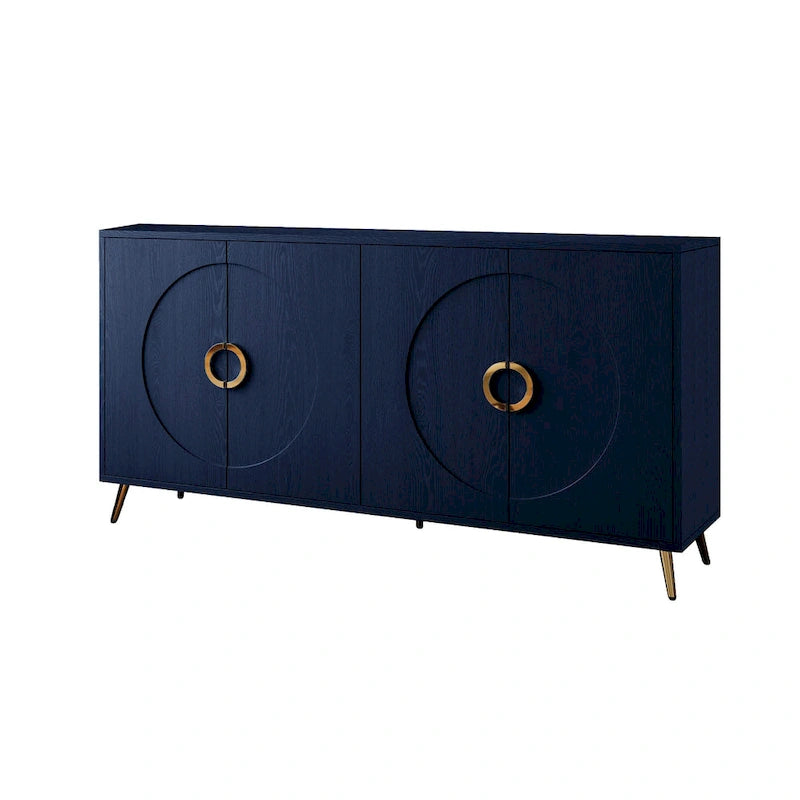 Moderner lackierter Holzschrank mit 4 Türen, Sideboard-Buffetschrank für Wohnzimmer, Eingangsbereich, Flur und Büro