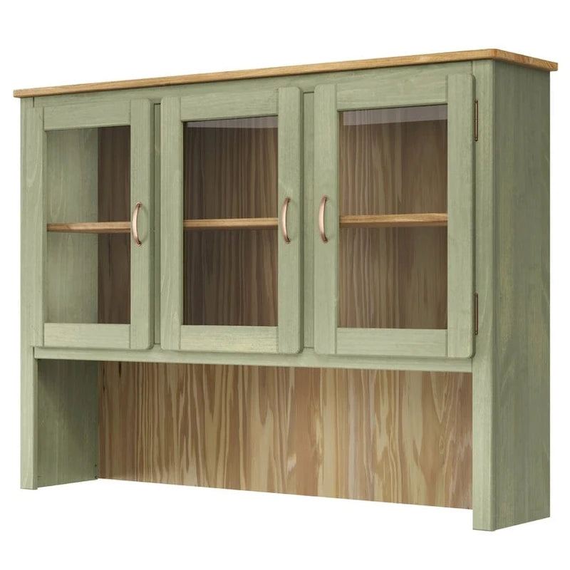 Rustikaler Esszimmeraufsatzschrank aus massivem Holz mit offenen Regalen und Stauraum