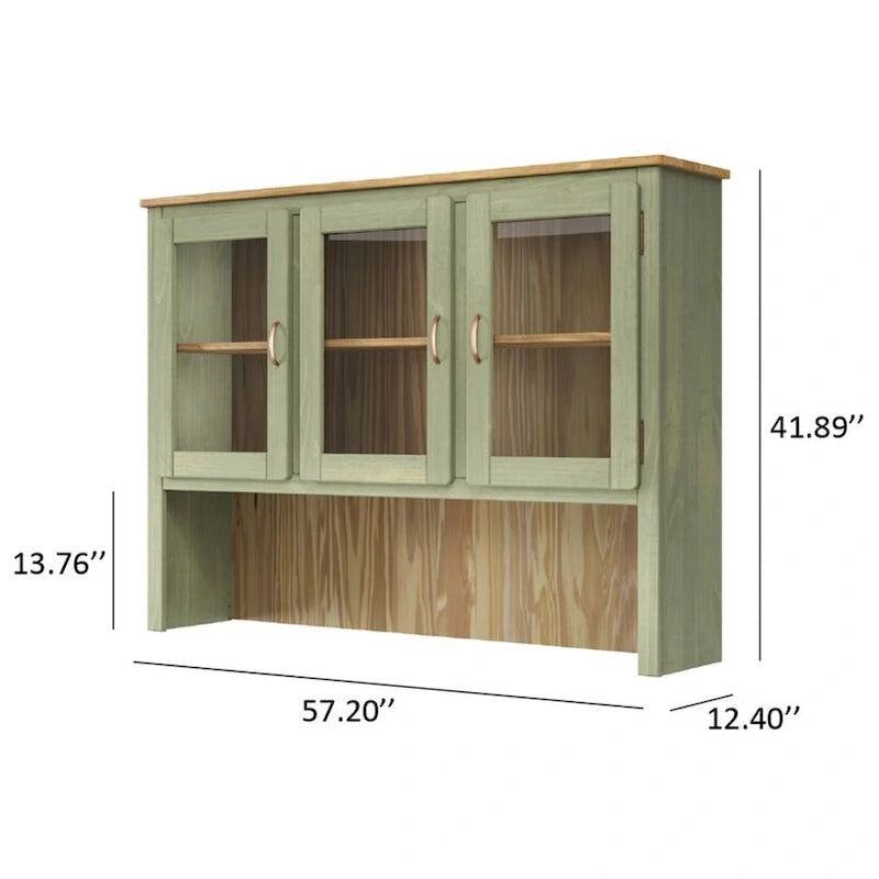 Rustikaler Esszimmeraufsatzschrank aus massivem Holz mit offenen Regalen und Stauraum