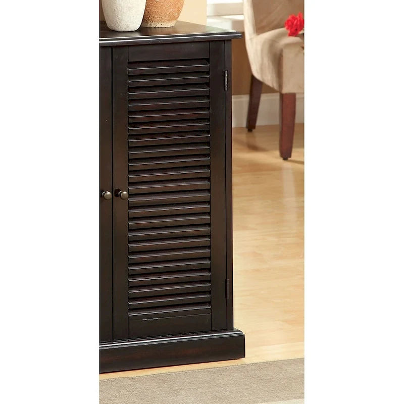 Modern overgangsdesign schoenenkast, 1-delig, espresso-afwerking, verstelbare planken, deuren met lamellen, woningmeubilair, schoenenrek