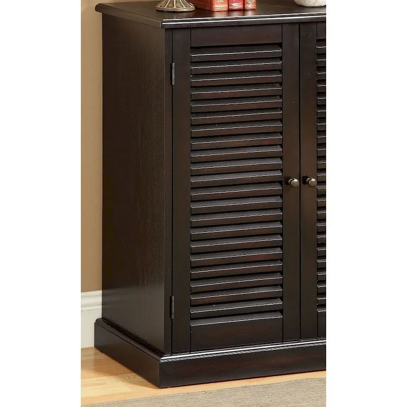Modern overgangsdesign schoenenkast, 1-delig, espresso-afwerking, verstelbare planken, deuren met lamellen, woningmeubilair, schoenenrek