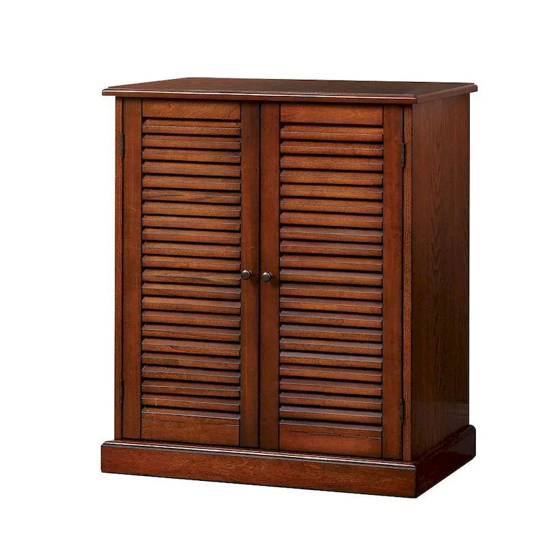Modern overgangsdesign schoenenkast, 1-delig, espresso-afwerking, verstelbare planken, deuren met lamellen, woningmeubilair, schoenenrek