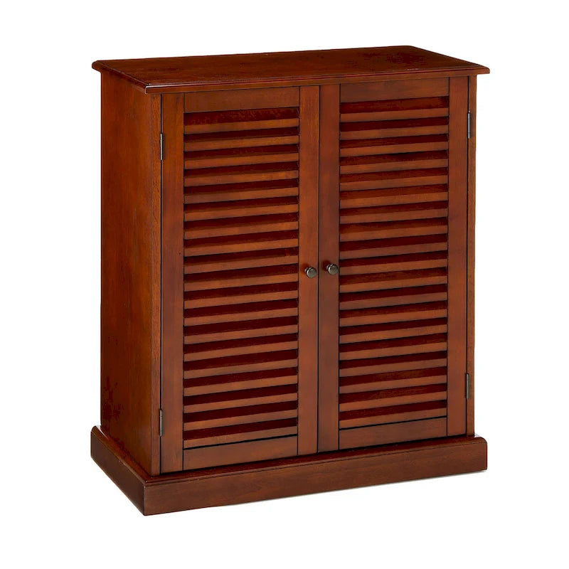 Modern overgangsdesign schoenenkast, 1-delig, espresso-afwerking, verstelbare planken, deuren met lamellen, woningmeubilair, schoenenrek
