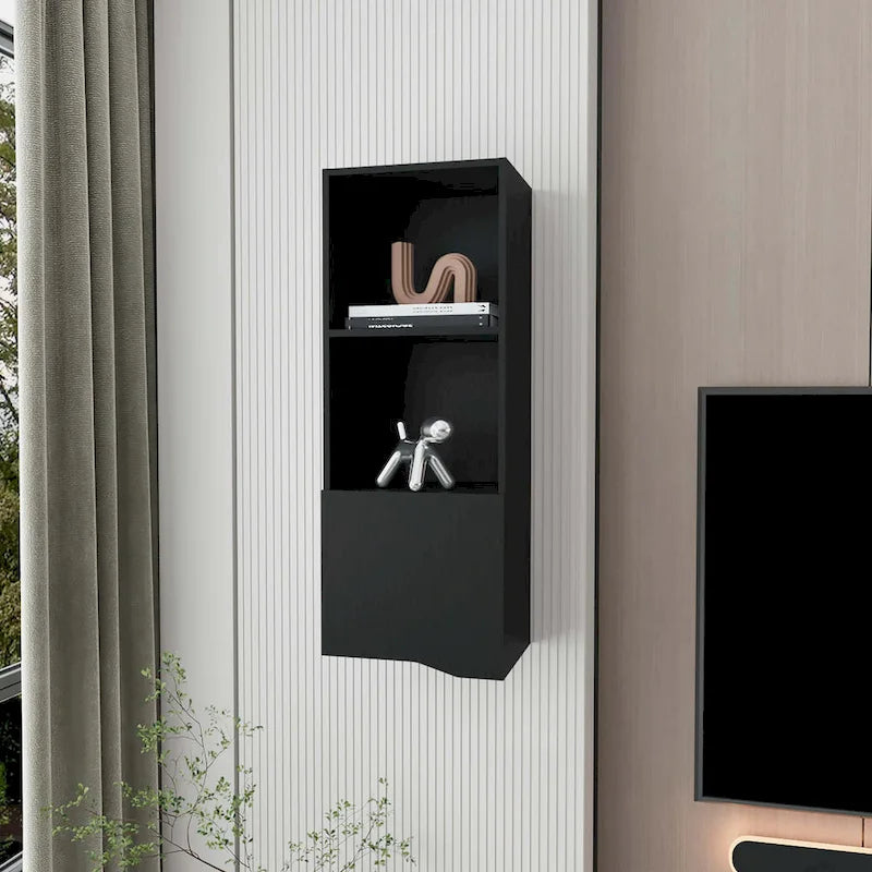 Black Wall Cabinet with One Door