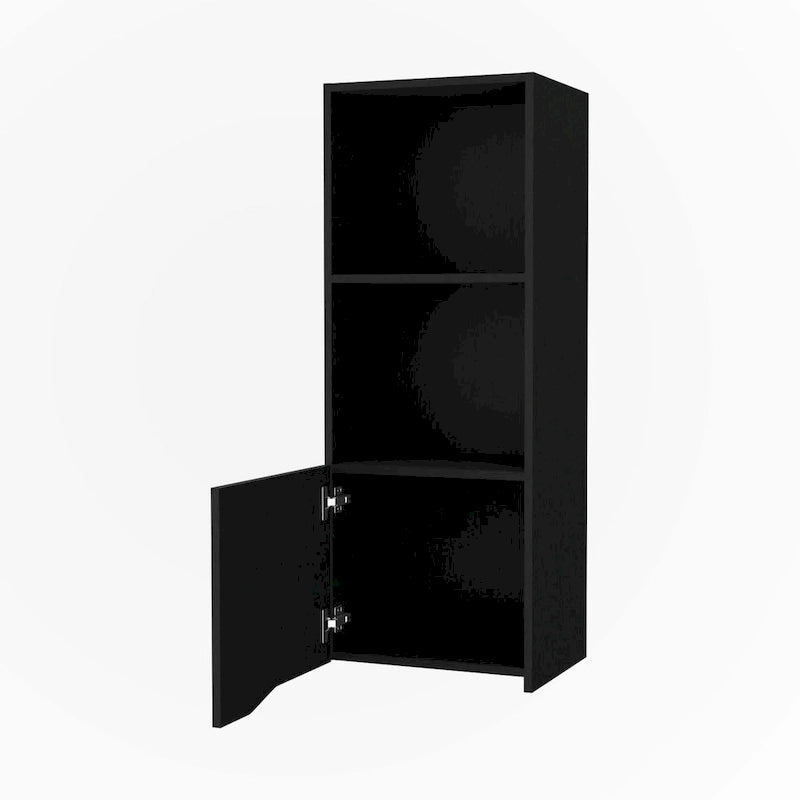 Armário de parede preto com uma porta