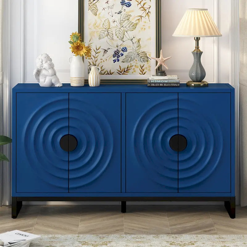 Aufbewahrungsschrank und Sideboard aus Holz mit atemberaubendem Türdesign in Wasserwellenoptik