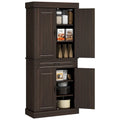 Modern Tall Storage Cabinet with Wide Shelves and Large Drawer and Four Doors for Dining Room