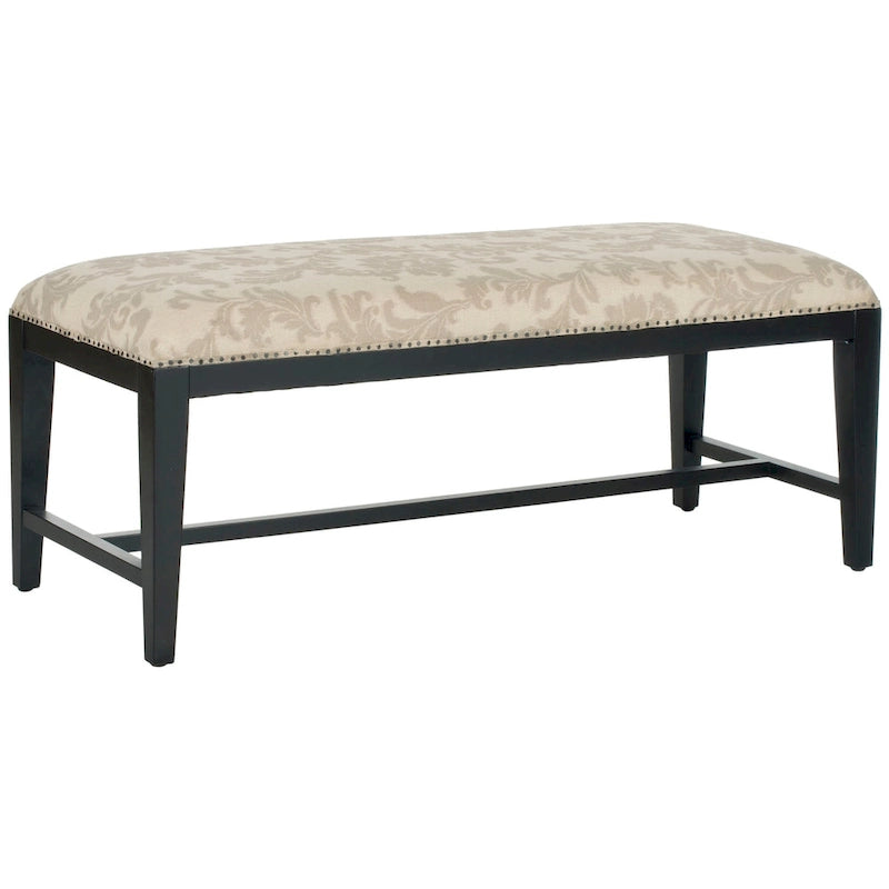 Floral Beige Upholstered Bench - 46 W x 19 D x 20 H