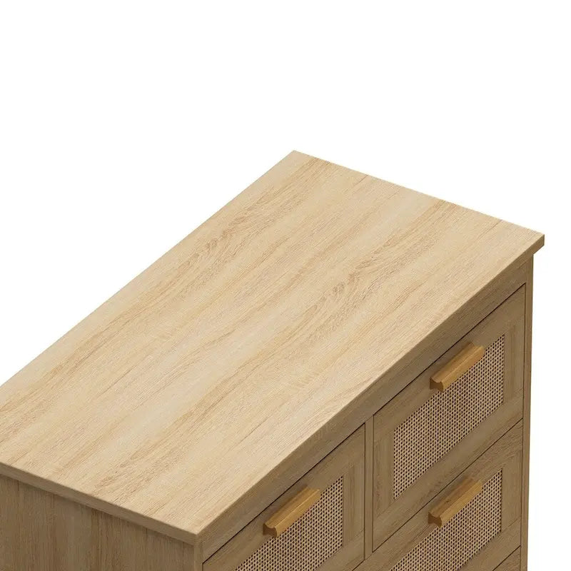 Meuble en bois et rotin à 4 tiroirs