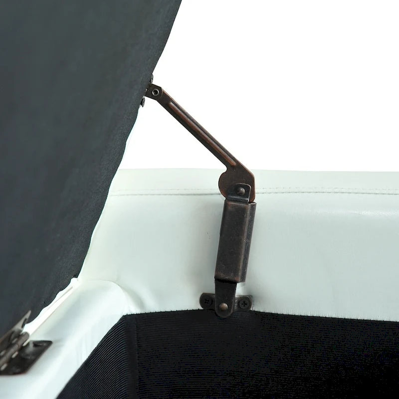 Panca contenitore con pouf in ecopelle bianca