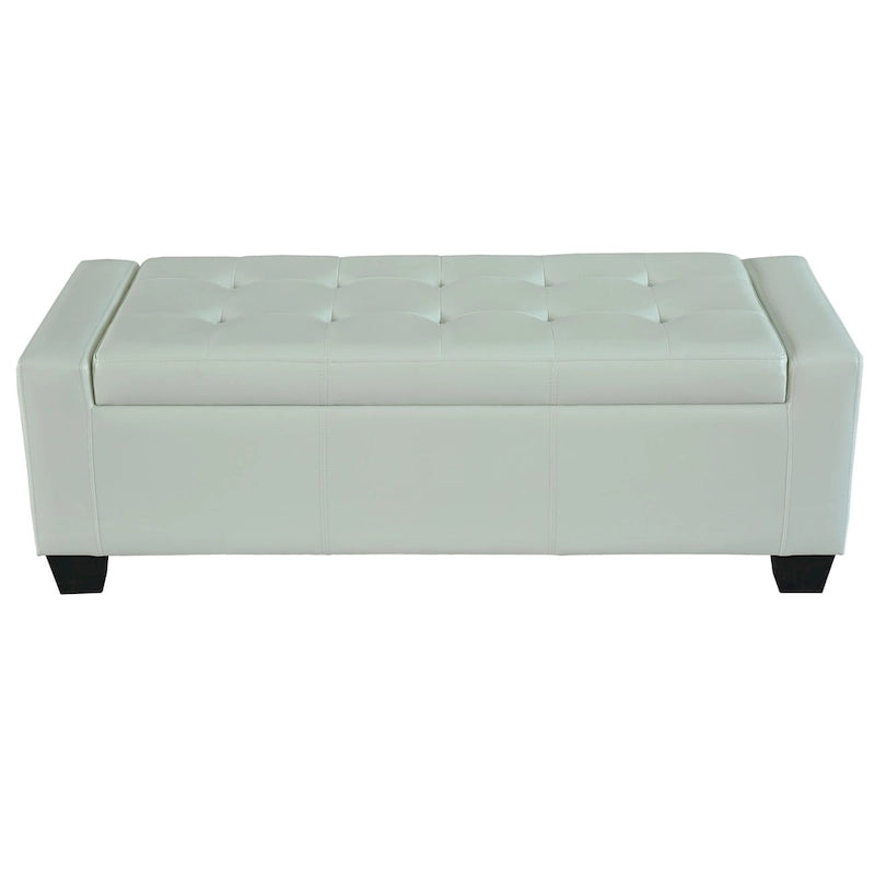Panca contenitore con pouf in ecopelle bianca