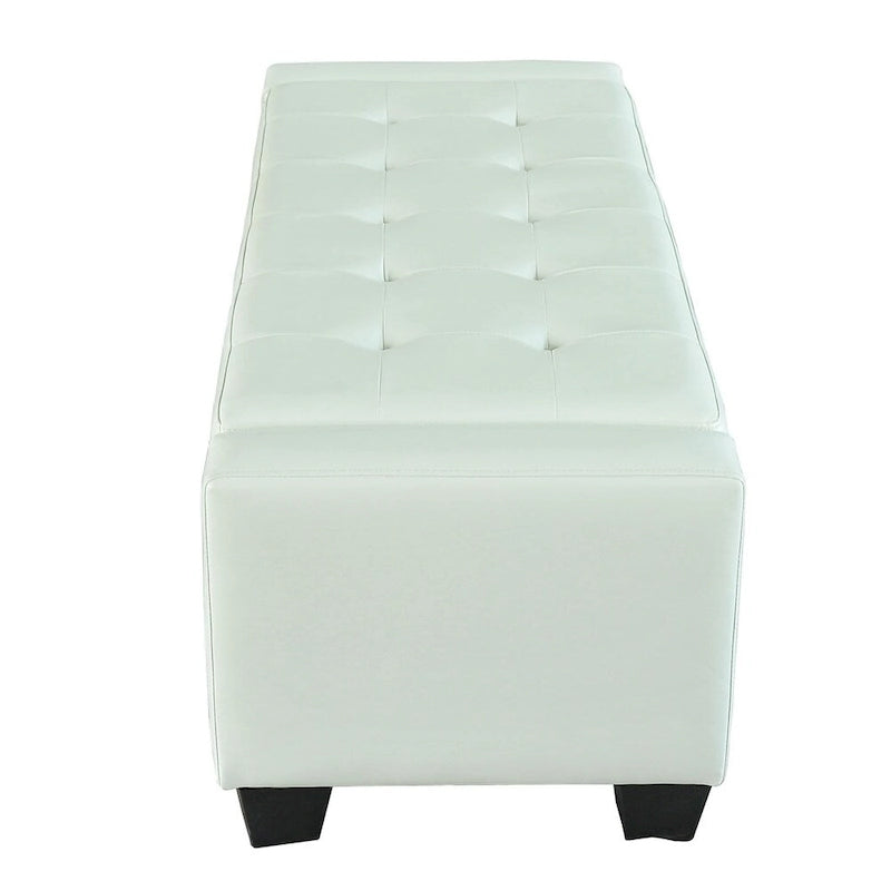 Panca contenitore con pouf in ecopelle bianca