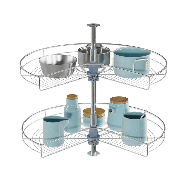 Bandeja giratória Lazy Susan de 32 de diâmetro - suporte duplo de aço inoxidável com rotação de 270 graus