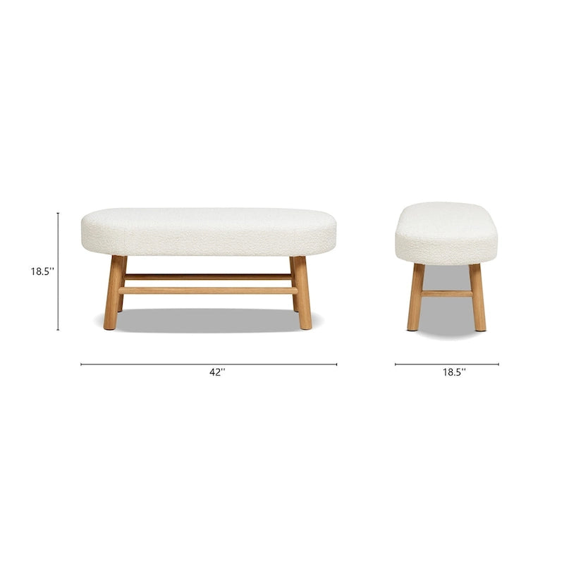 Fuji Accent Entryway Bench Upholstered Seat Solid Wood Frame
