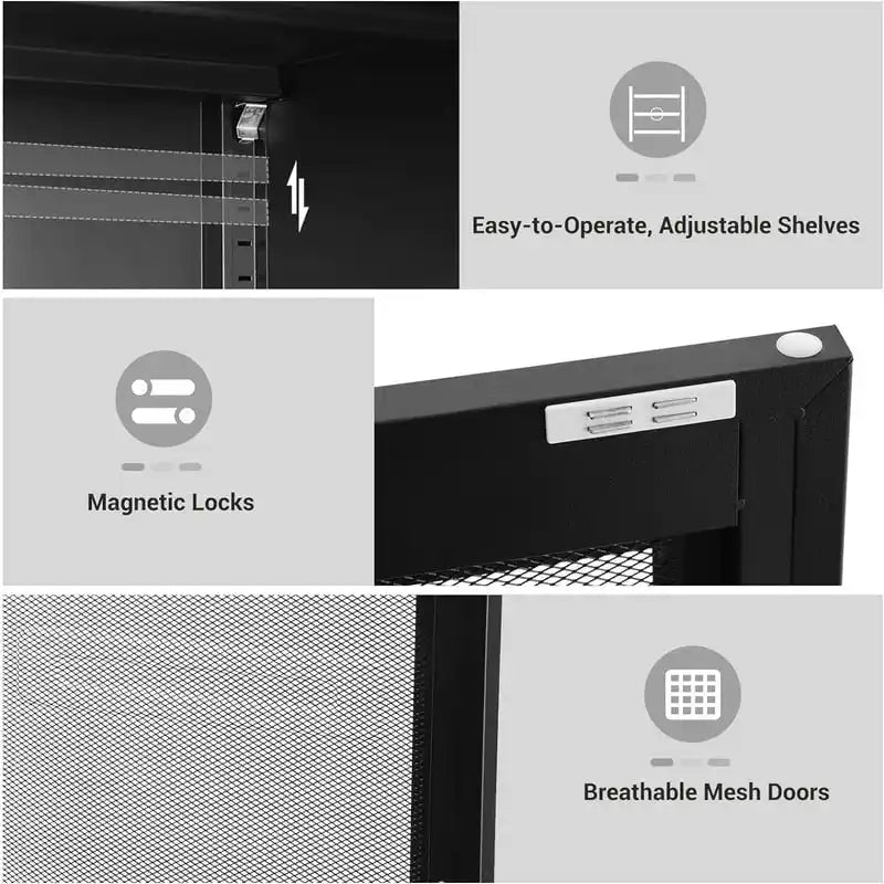 Metallschrank mit Gittertüren - 15.7D x 31.5W x 41.3H