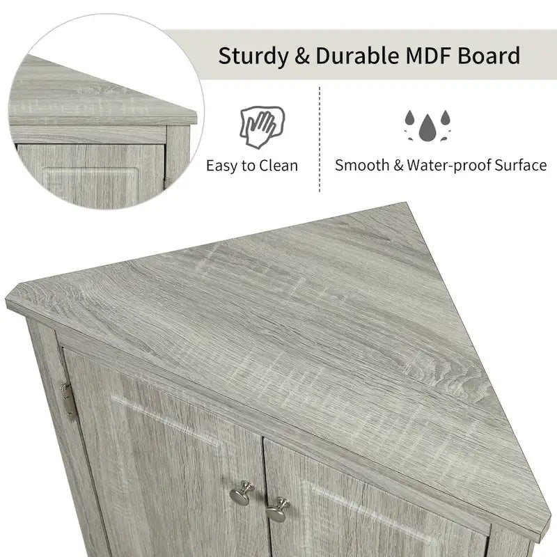 Grey Triangle Bathroom Storage Cabinet with Adjustable Shelves