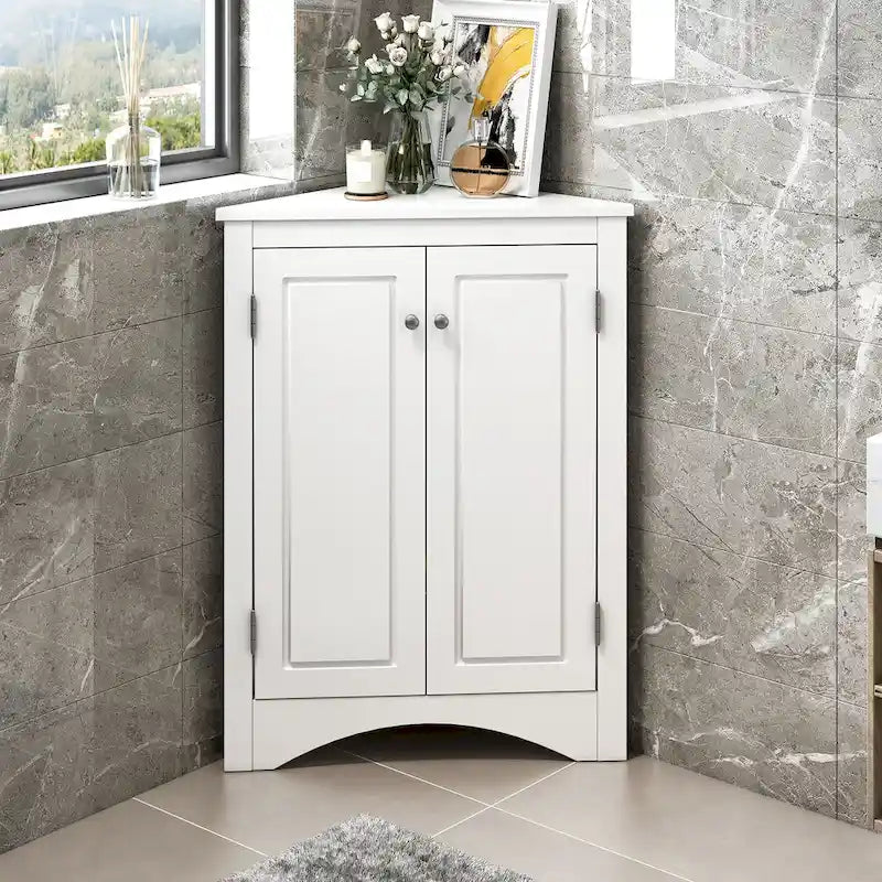 Grey Triangle Bathroom Storage Cabinet with Adjustable Shelves