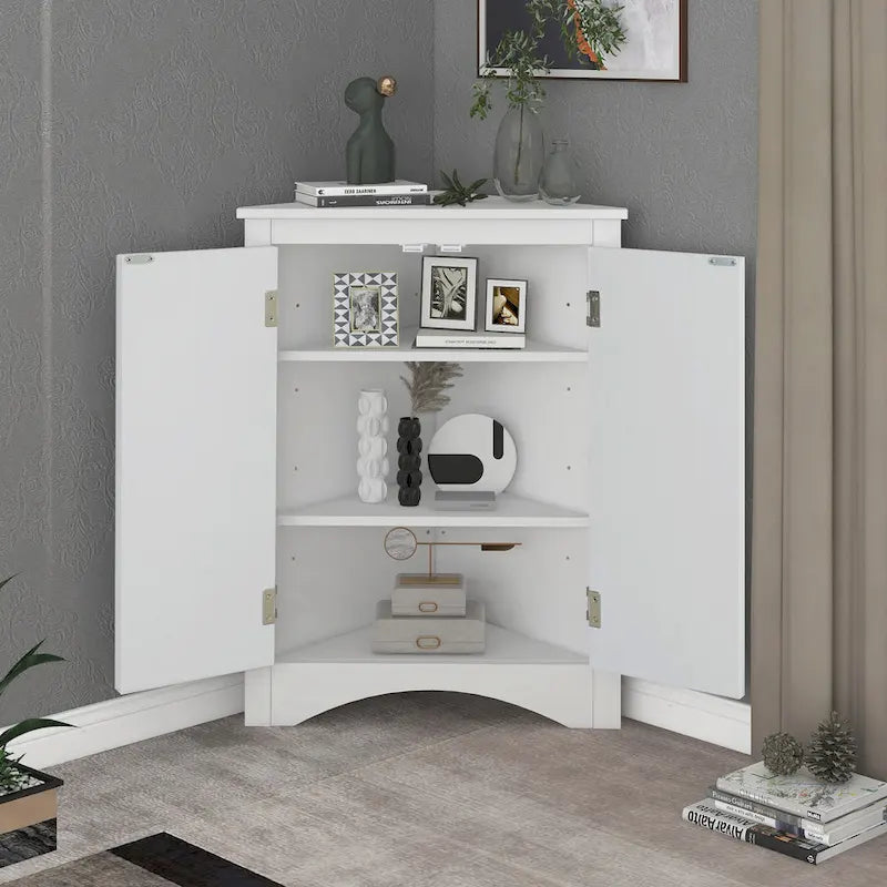 Grey Triangle Bathroom Storage Cabinet with Adjustable Shelves