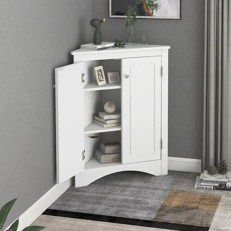 Grey Triangle Bathroom Storage Cabinet with Adjustable Shelves