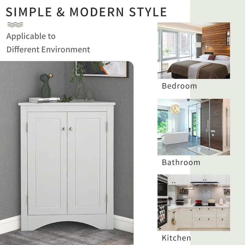 Grey Triangle Bathroom Storage Cabinet with Adjustable Shelves