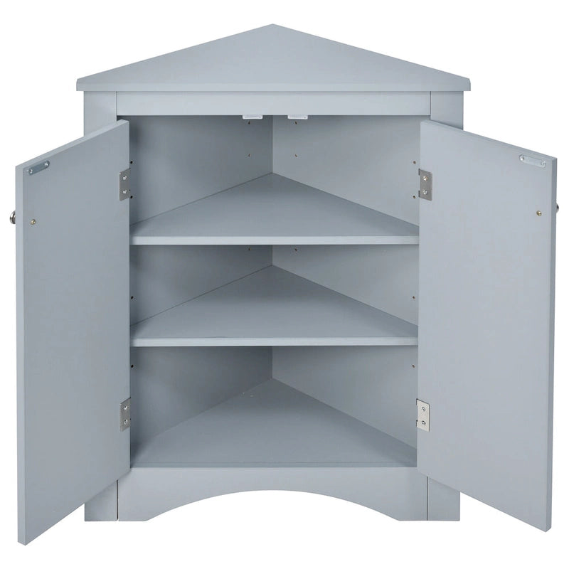 Grey Triangle Bathroom Storage Cabinet with Adjustable Shelves