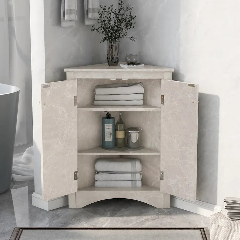 Grey Triangle Bathroom Storage Cabinet with Adjustable Shelves