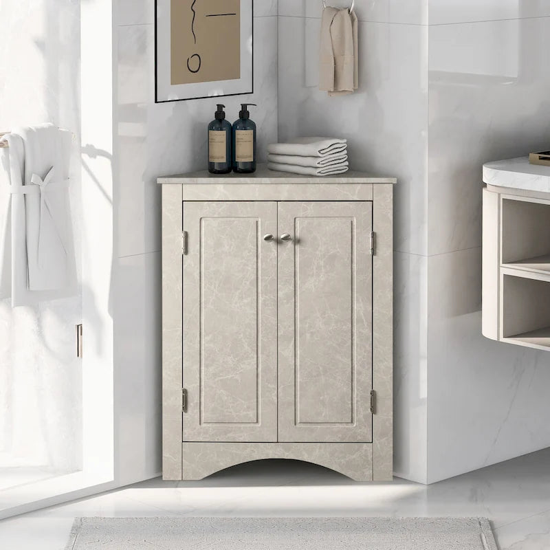 Grey Triangle Bathroom Storage Cabinet with Adjustable Shelves