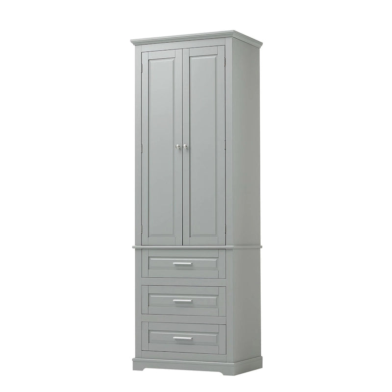 Tall Storage Cabinet with Three Drawers for Bathroom