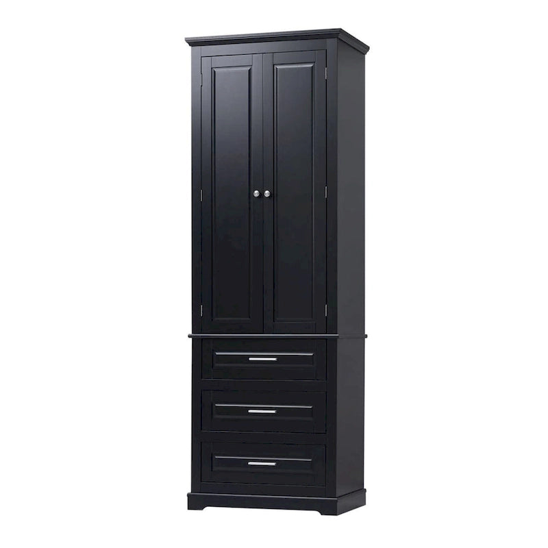 Tall Storage Cabinet with Three Drawers for Bathroom