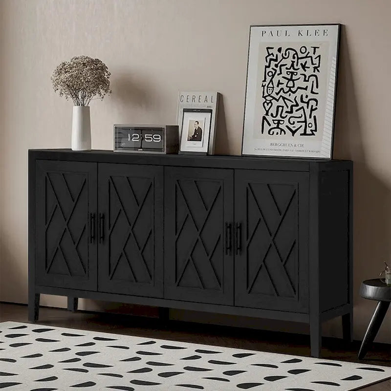 59.8in Vintage-Holzsideboard mit 4 Türen für Wohnzimmer und Eingangsbereich