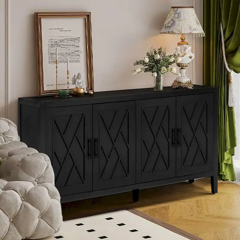 59.8in Vintage-Holzsideboard mit 4 Türen für Wohnzimmer und Eingangsbereich