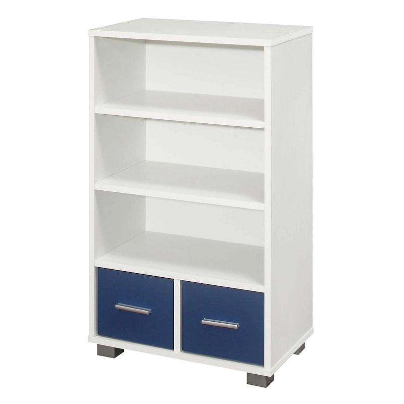 Organizador de arrumação de brinquedos para crianças, estante infantil com gavetas, branco/azul