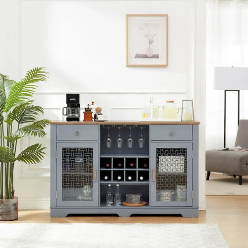 56.46W Sideboard mit 2 Schubladen und eleganten Schränken mit Glastüren - N/A