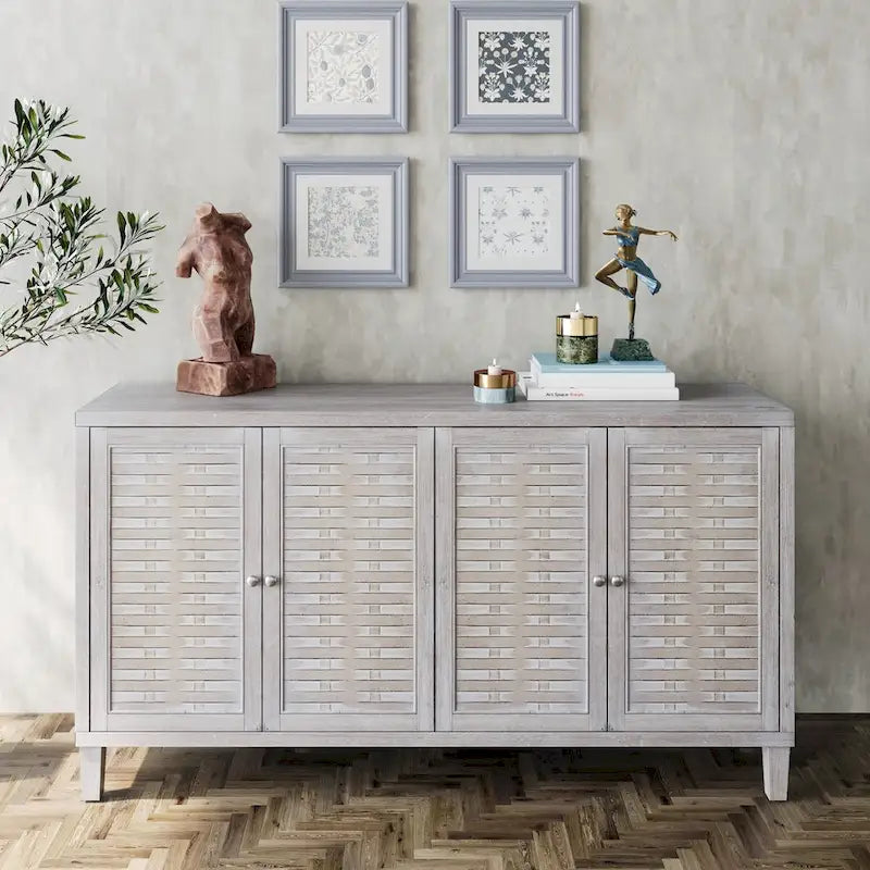Akzentschrank mit 4 Türen, Holzschrank, Sideboard, Buffet