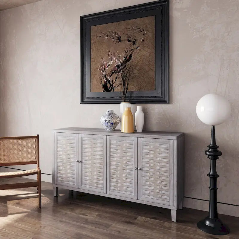 Akzentschrank mit 4 Türen, Holzschrank, Sideboard, Buffet