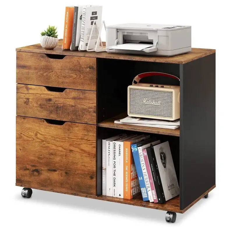 Mobiler seitlicher Aktenschrank aus Holz - 15.7D x 31.3W x 24.7H