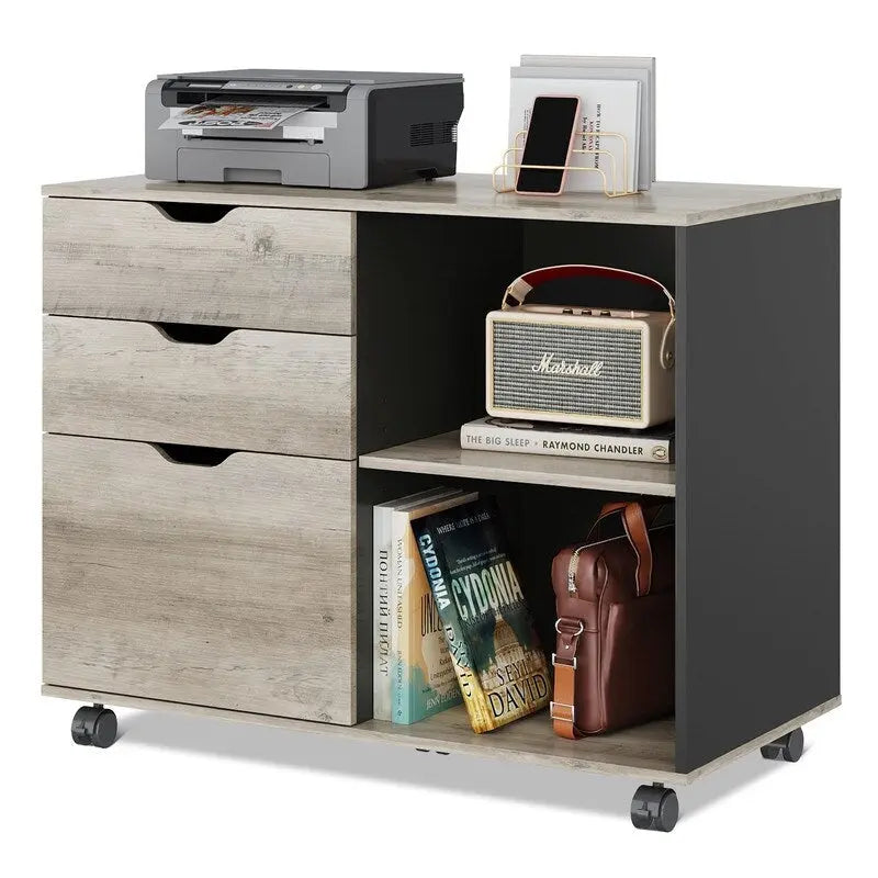 Mobiler seitlicher Aktenschrank aus Holz - 15.7D x 31.3W x 24.7H