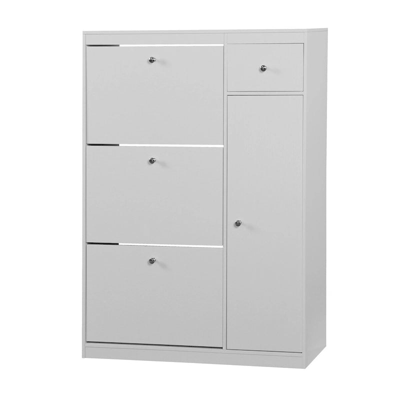 Armoire à chaussures, meuble organisateur autonome avec 3 tiroirs basculants, rangement étroit pour l'entrée avec étagère réglable